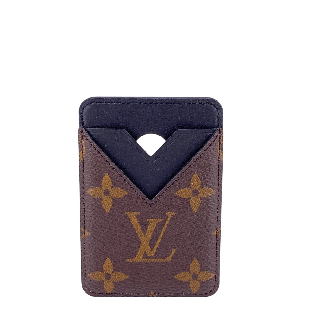 Louis Vuitton M13185 macacer Porto Carte Magnet Monogram Leather Brown Wallet Case