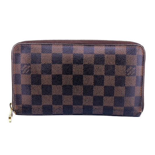 Louis Vuitton Long Purse N60003 Zip Around Leather Brown Wallet Case