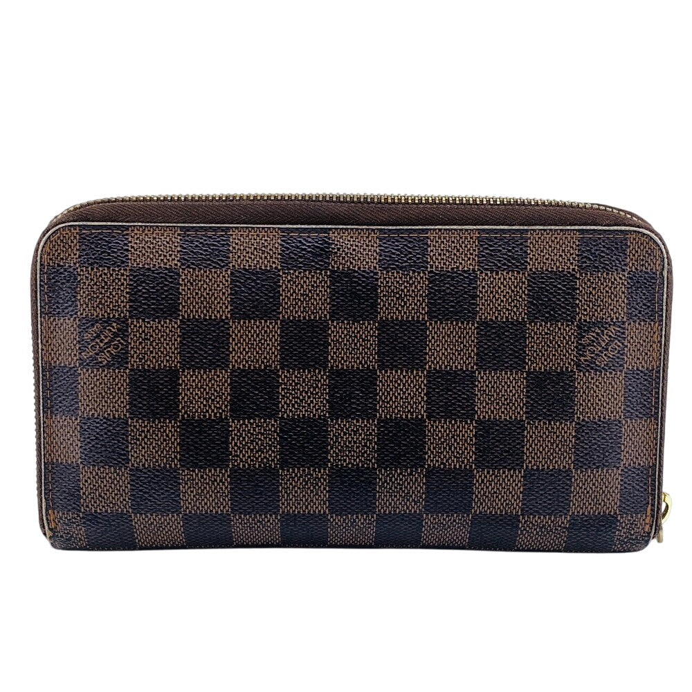 Louis Vuitton Long Purse N60003 Zip Around Leather Brown Wallet Case
