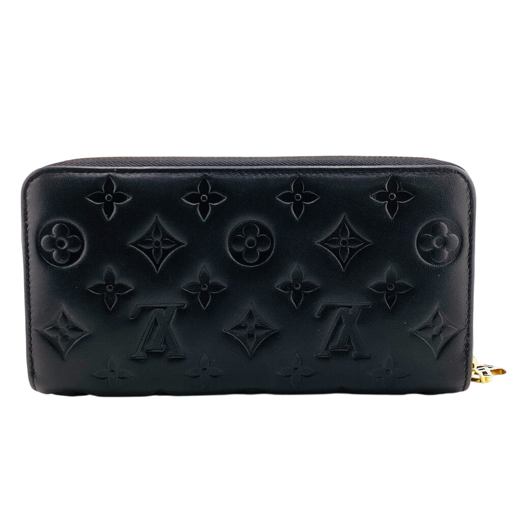 Louis Vuitton Long Purse M68382 Embossed Monogram Lambskin Black Wallet Case