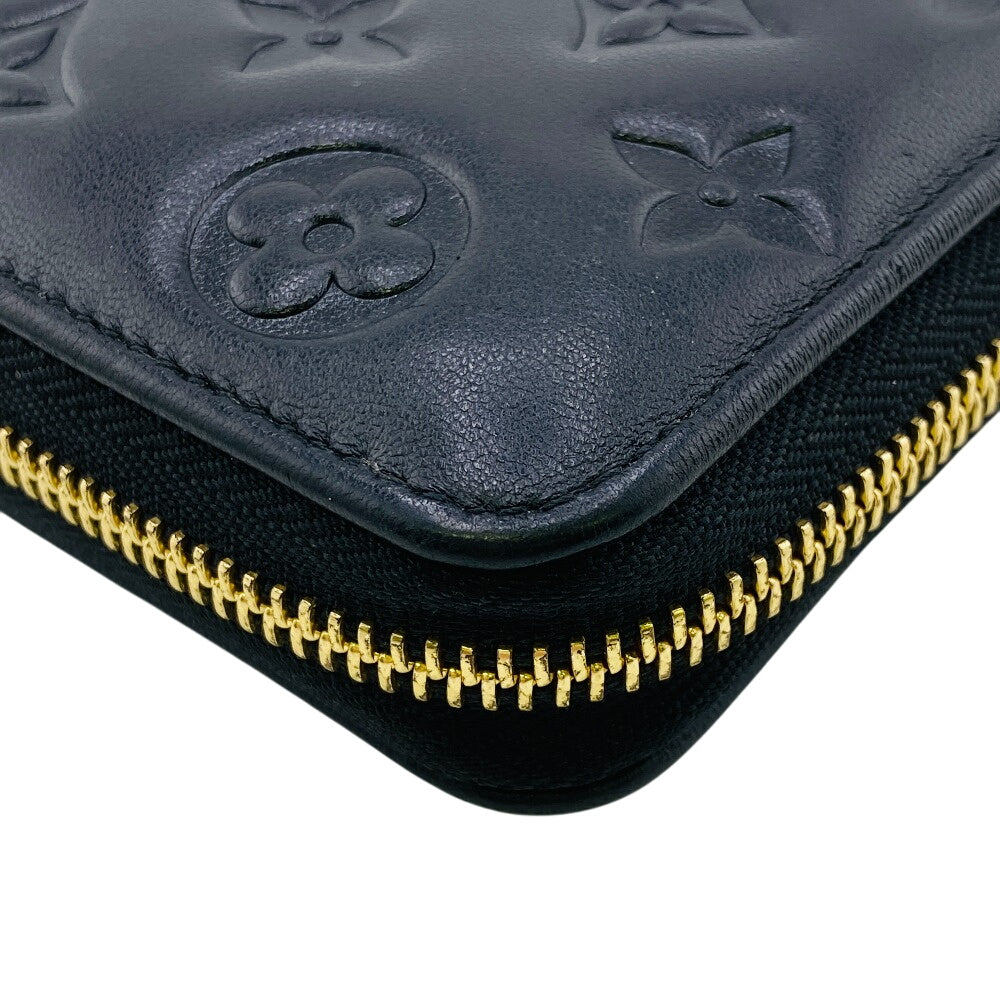Louis Vuitton Long Purse M68382 Embossed Monogram Lambskin Black Wallet Case