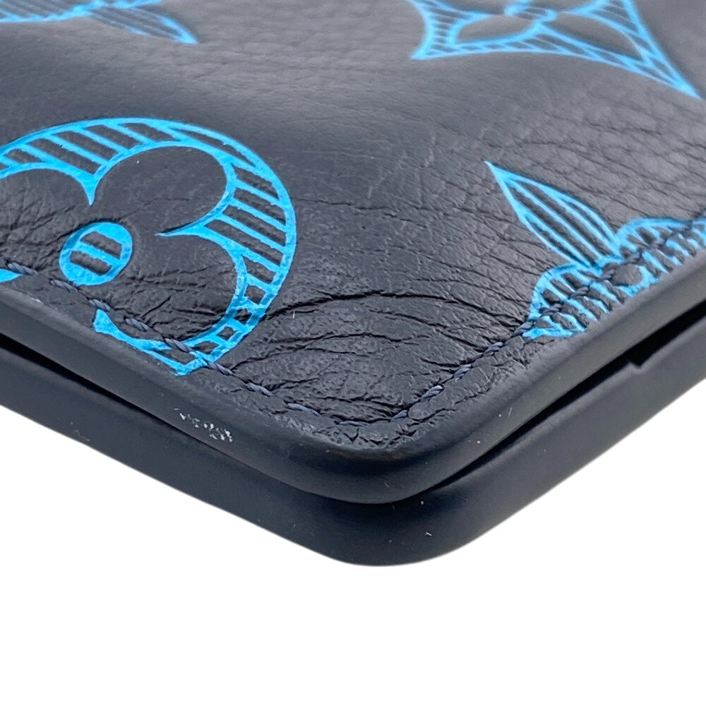 Louis Vuitton Bifold M82323 Bill Compartment Portefeuille Monogram Leather Blue Wallet Case