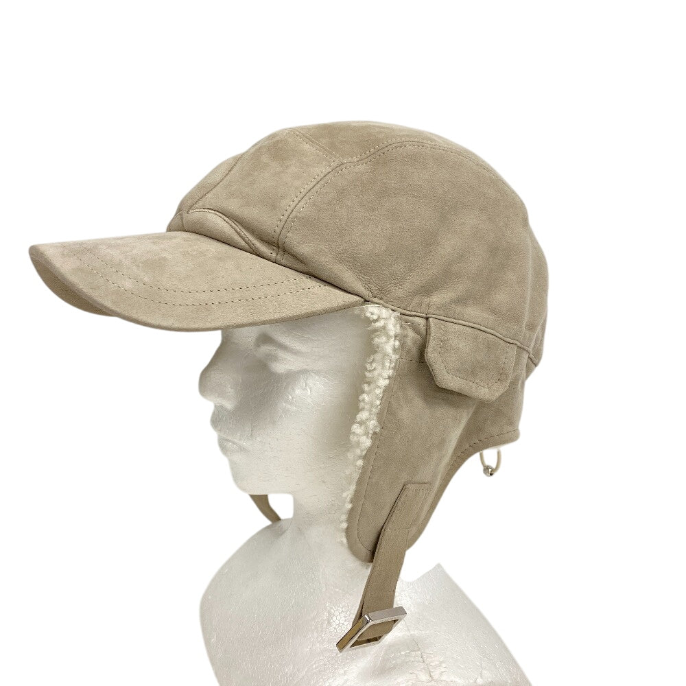 Louis Vuitton M7247A Sheepskin Shearling Shearing Cashew Beige Hat