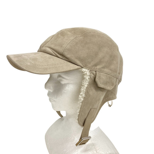 Louis Vuitton M7247A Sheepskin Shearling Shearing Cashew Beige Hat