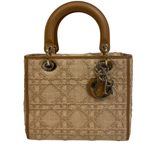 Dior Christian Shoulder Bag , Way Medium Bag Leather Raffia