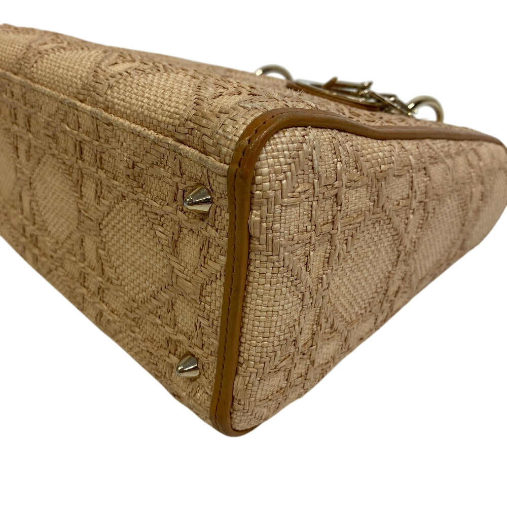Dior Christian Shoulder Bag , Way Medium Bag Leather Raffia