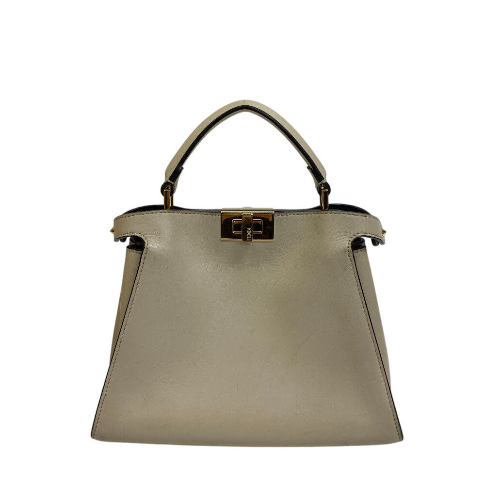 Fendi Handbag 8Bn302 2Way Shoulder Bag Peekaboo Essentials Women Leather Beige