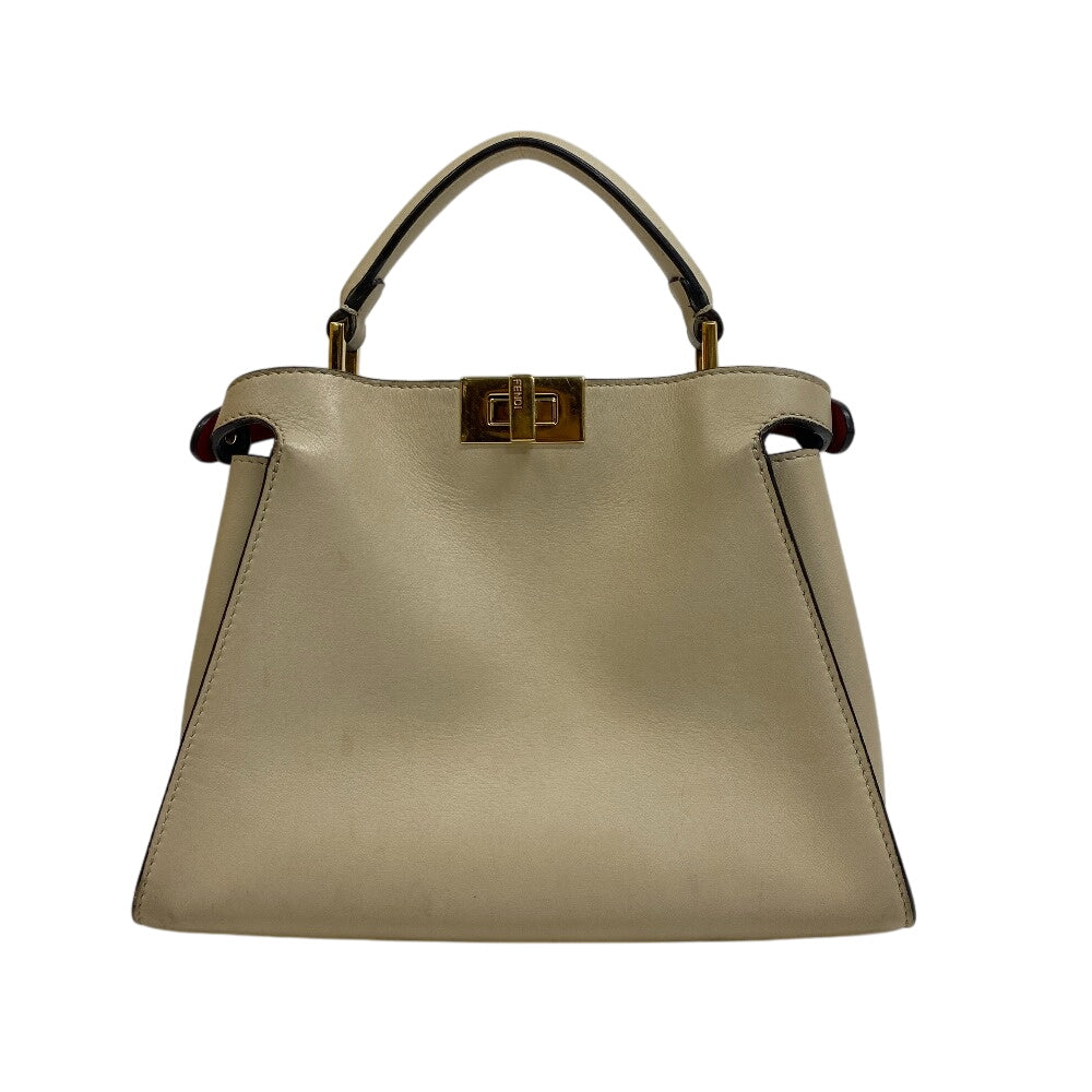 Fendi Handbag 8Bn302 2Way Shoulder Bag Peekaboo Essentials Women Leather Beige