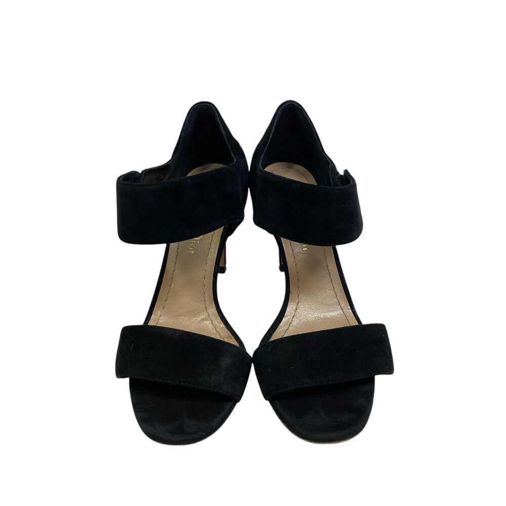 Dior Pumps Calfskin, Velvet Rhinestone Heart Studs Women Suede Black Shoes