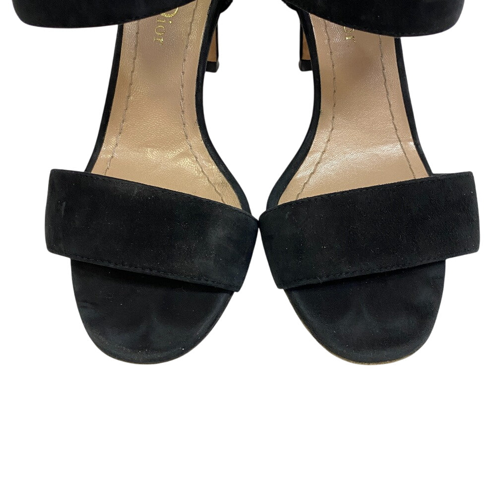 Dior Pumps Calfskin, Velvet Rhinestone Heart Studs Women Suede Black Shoes