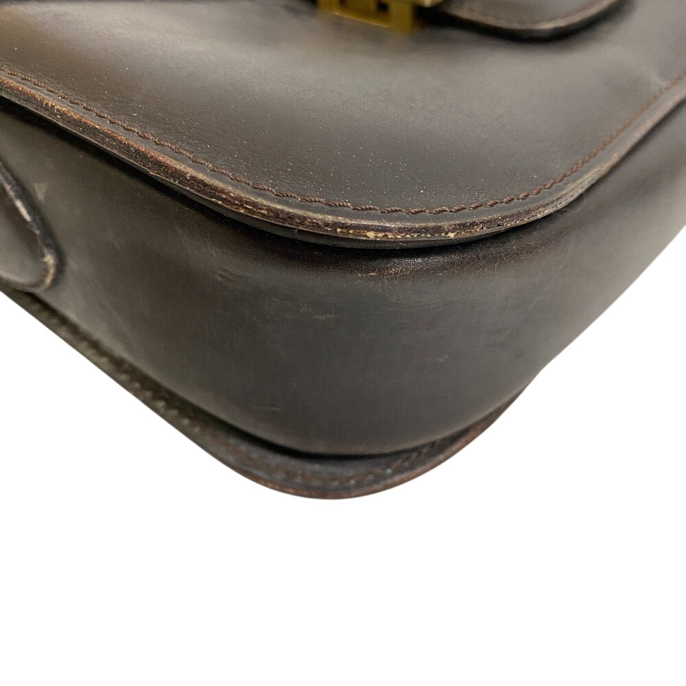 Shoulder Bag Carriage Metal Women Leather Brown