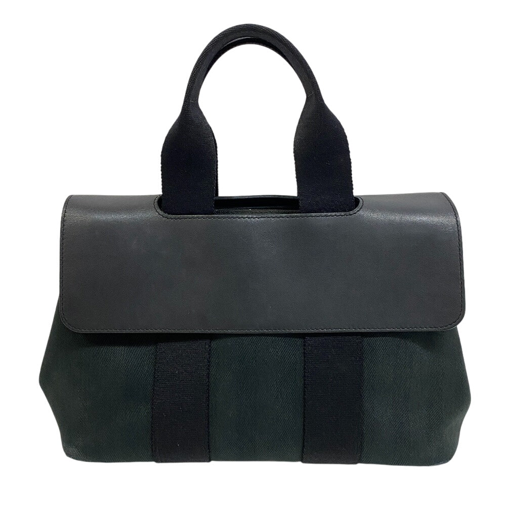 Hermes Handbag Toile Chevron Tote Bag Pouch Valparaiso Pm Leather Black