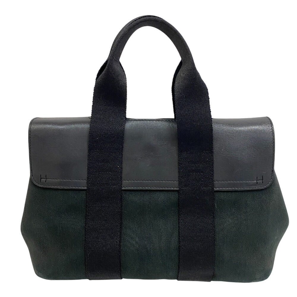 Hermes Handbag Toile Chevron Tote Bag Pouch Valparaiso Pm Leather Black