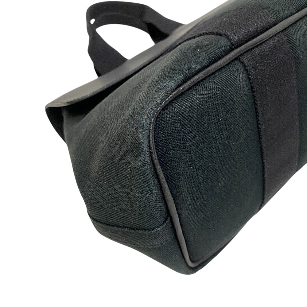 Hermes Handbag Toile Chevron Tote Bag Pouch Valparaiso Pm Leather Black