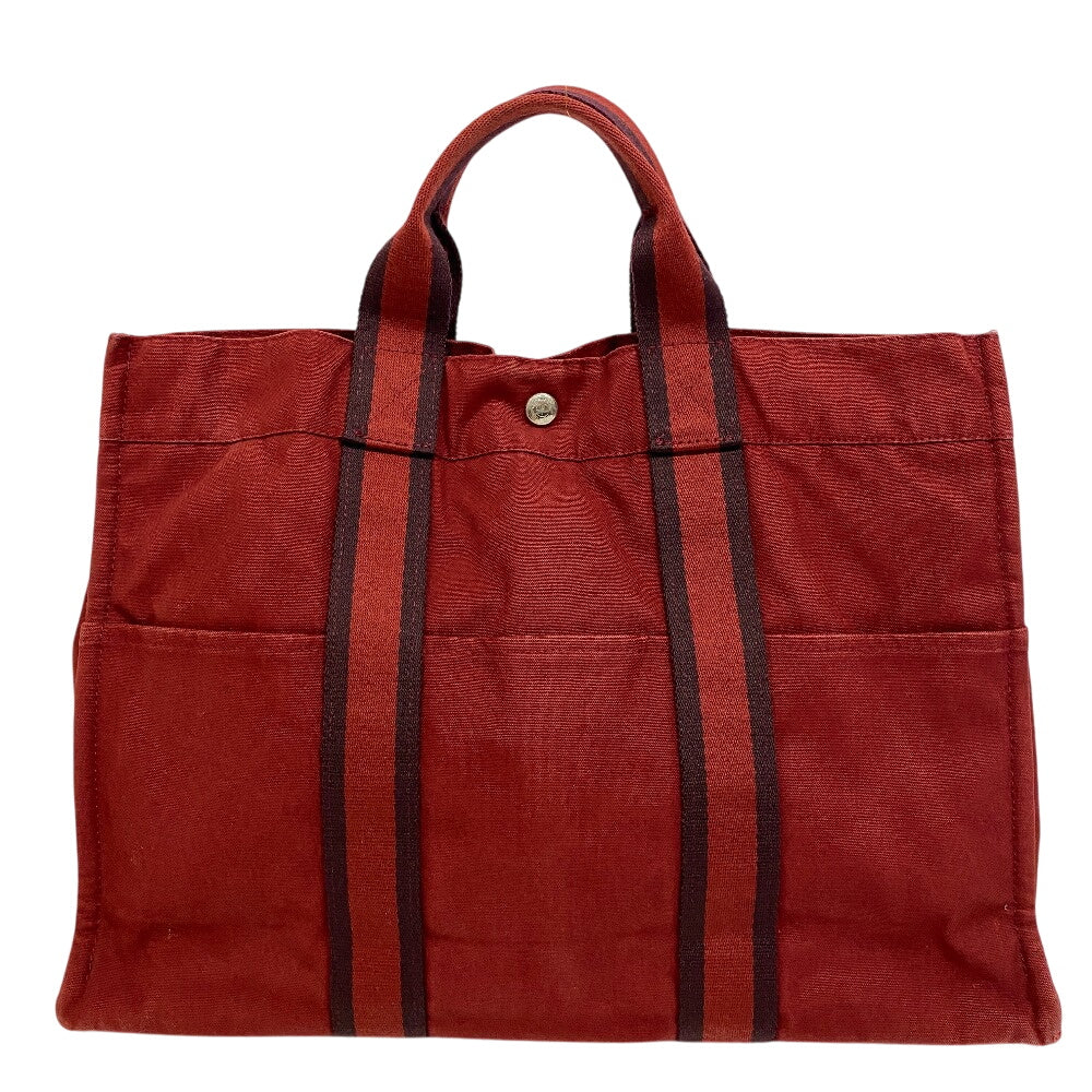 Hermes Tote Bag Cotton Handbag Shoulder Bag Fool Canvas Red