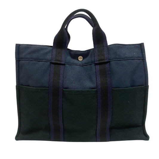Hermes Handbag By Color Fool Toe Tote Mm Women Leather Canvas Navy Tote Bag