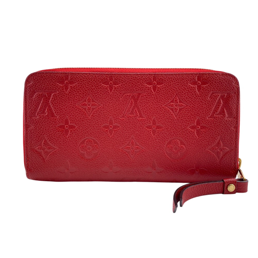 Louis Vuitton Long Purse M63691 Zip Around Monogram Leather Red Wallet Case
