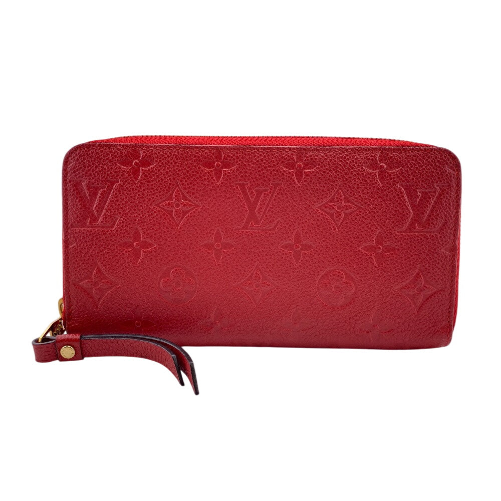 Louis Vuitton Long Purse M63691 Zip Around Monogram Leather Red Wallet Case