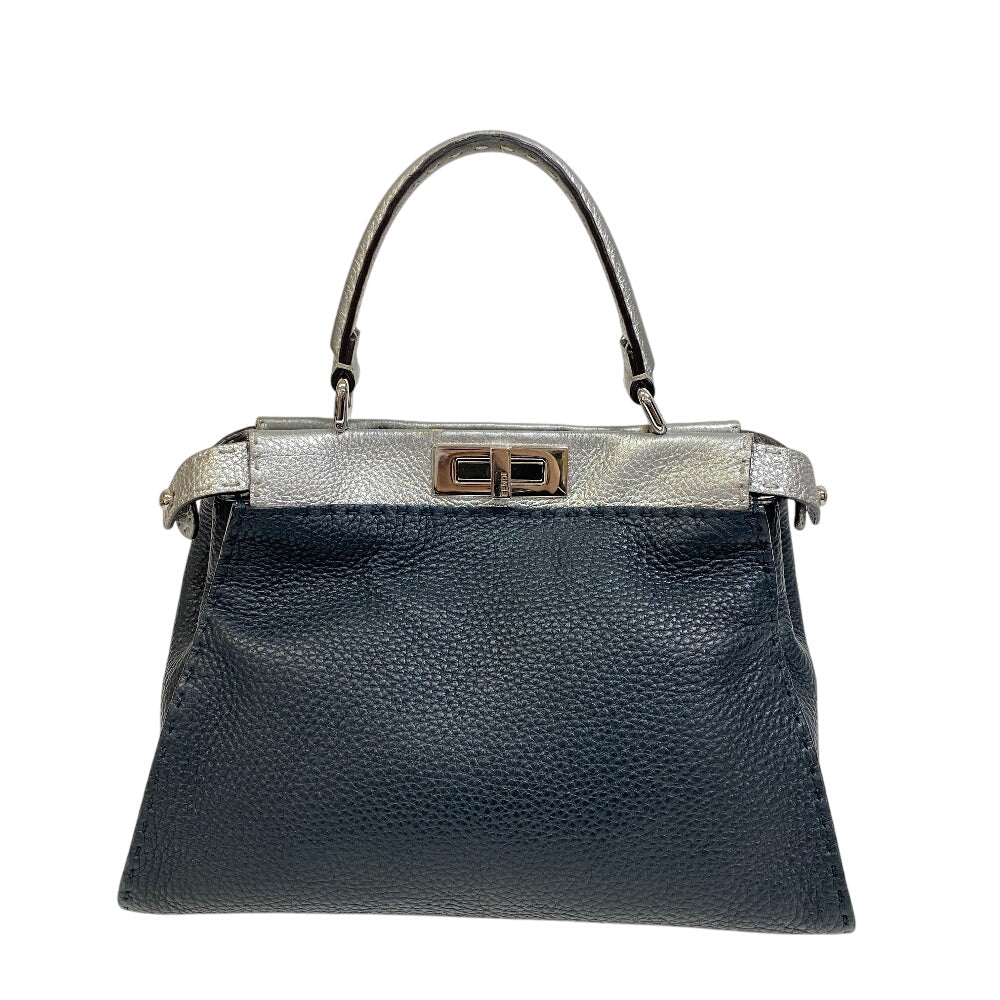 Fendi Handbag 8Bn290 Ginza Limited Peekaboo Women Leather Navy Medium Travel Bag