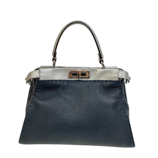 Fendi Handbag 8Bn290 Ginza Limited Peekaboo Women Leather Navy Medium Travel Bag