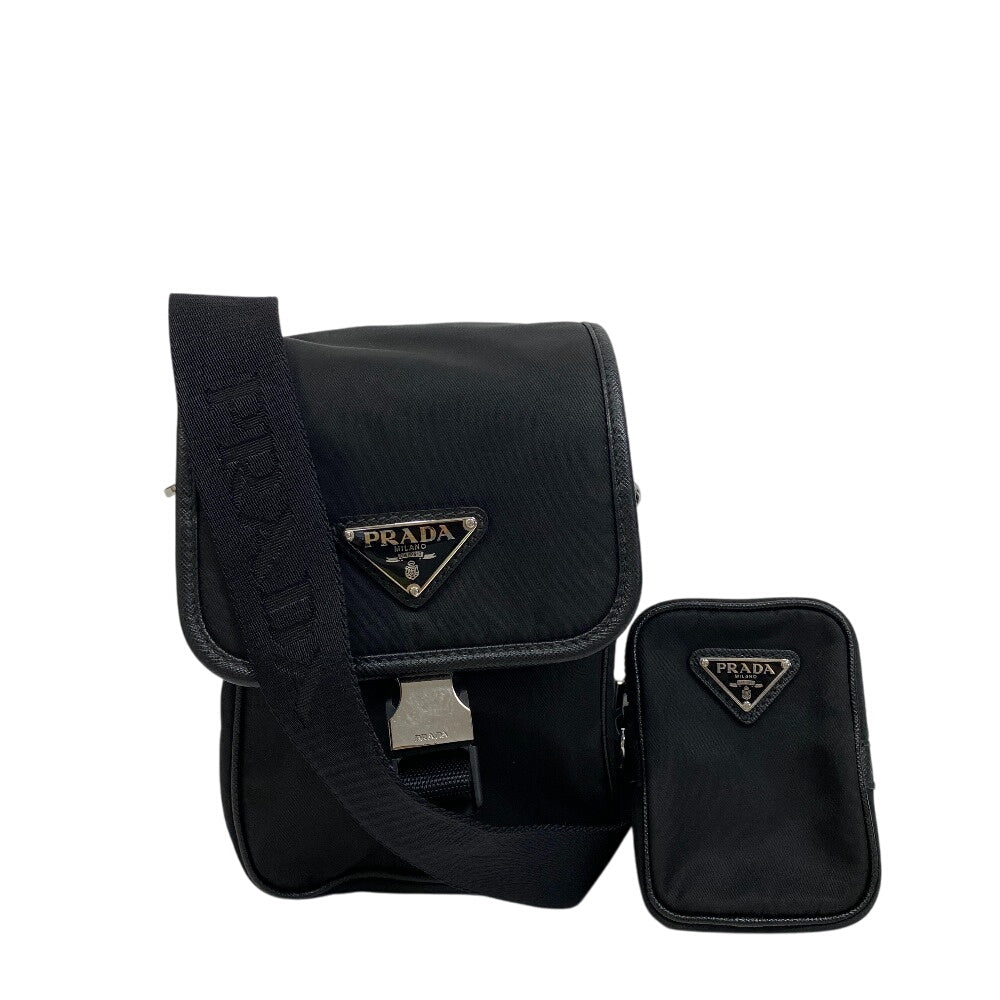 Shoulder Bag , Saffiano Triangle Plate Mens Leather Nylon