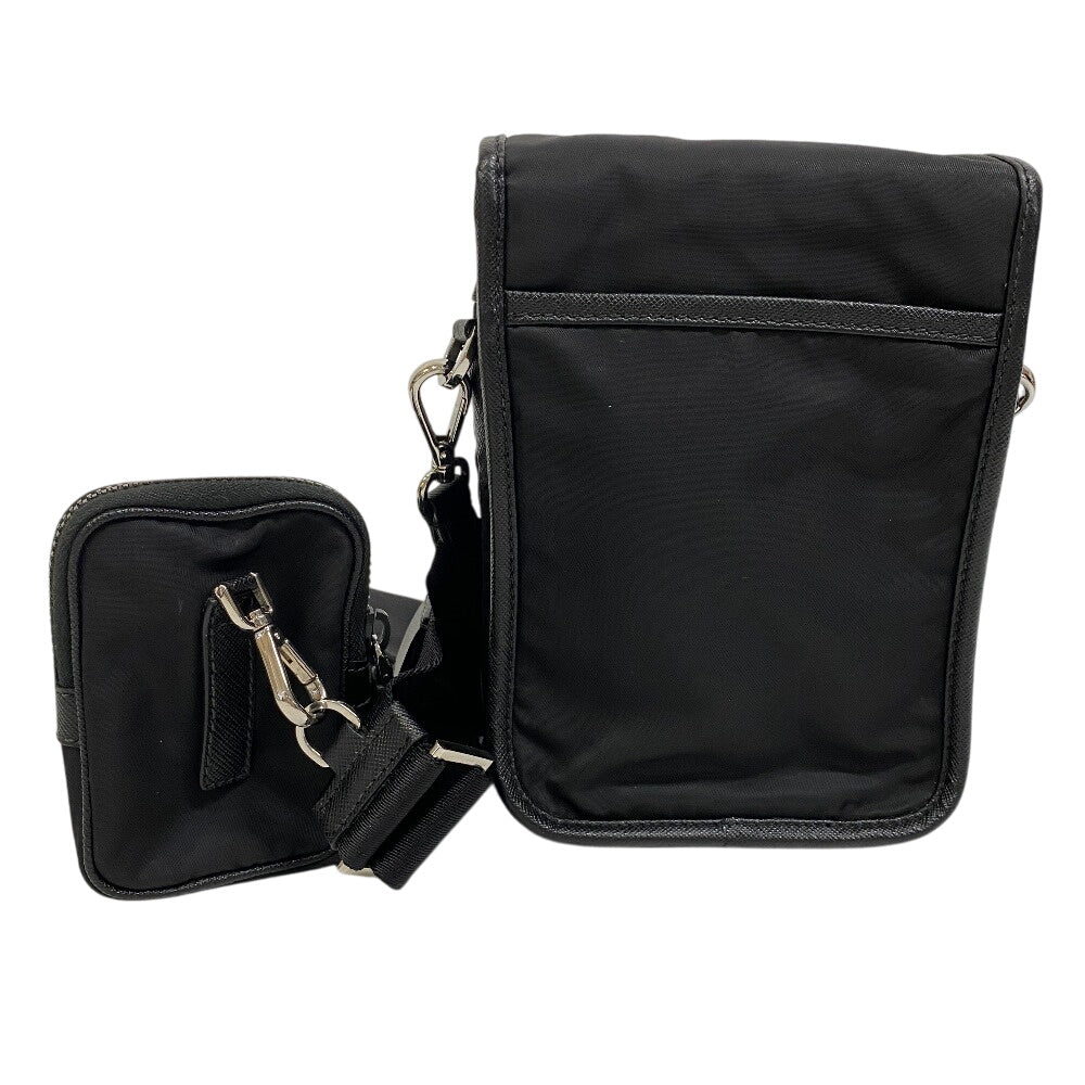 Shoulder Bag , Saffiano Triangle Plate Mens Leather Nylon