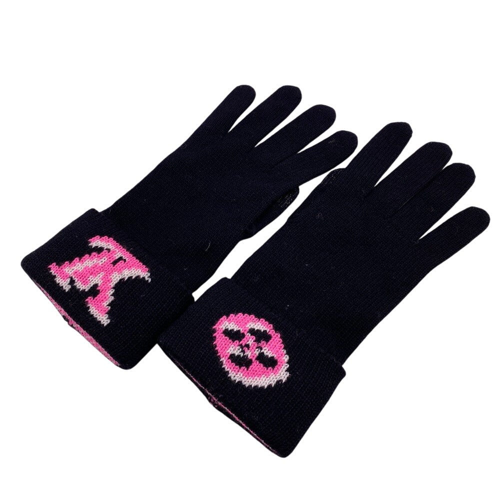 Louis Vuitton gloves M76451 Glove Gon 3D Monogram Wool Black Apparel