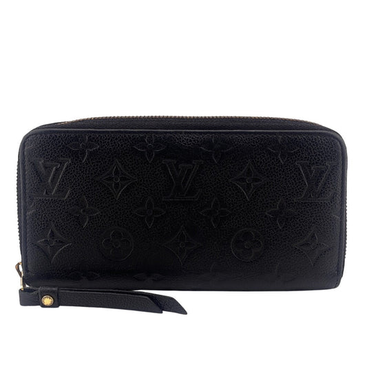 Louis Vuitton Long Purse M61864 Zip Around Monogram Leather Black Wallet Case