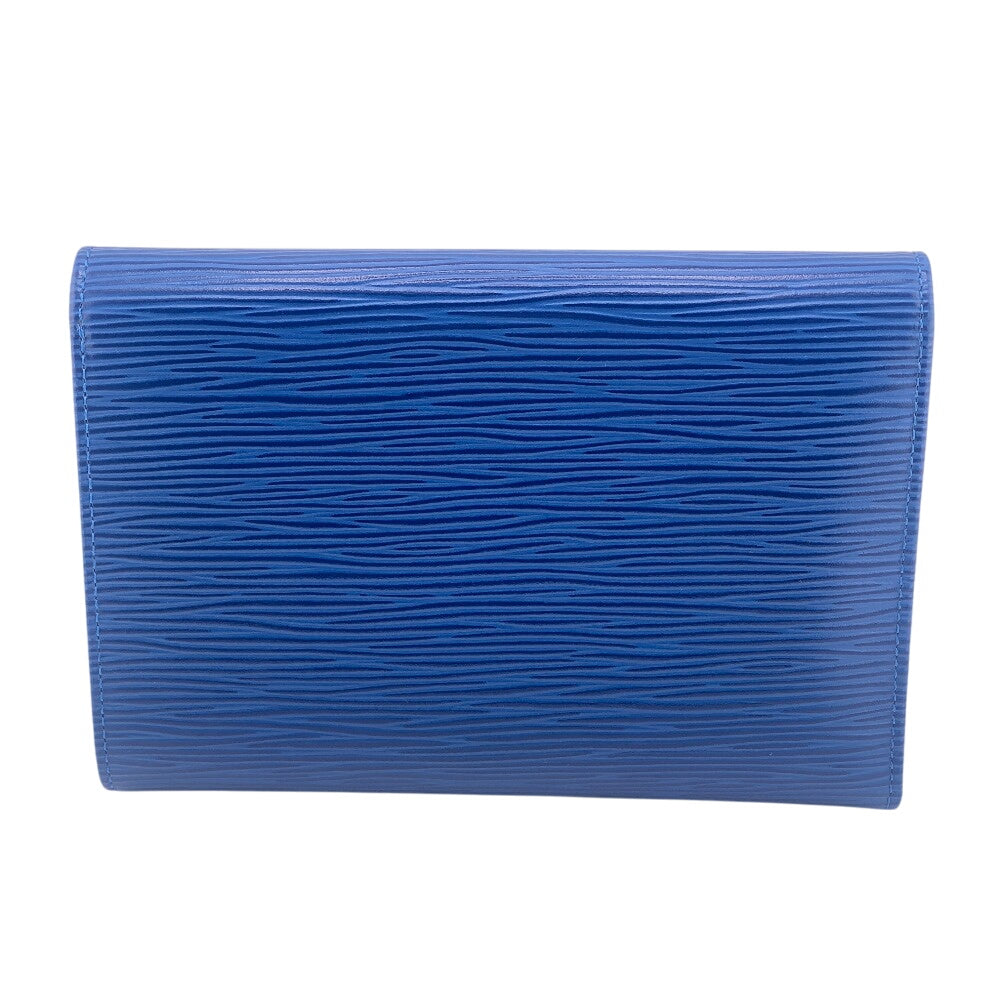Louis Vuitton Tri-fold M63715 Tri-fold Epi Porte Leather Blue Wallet Case