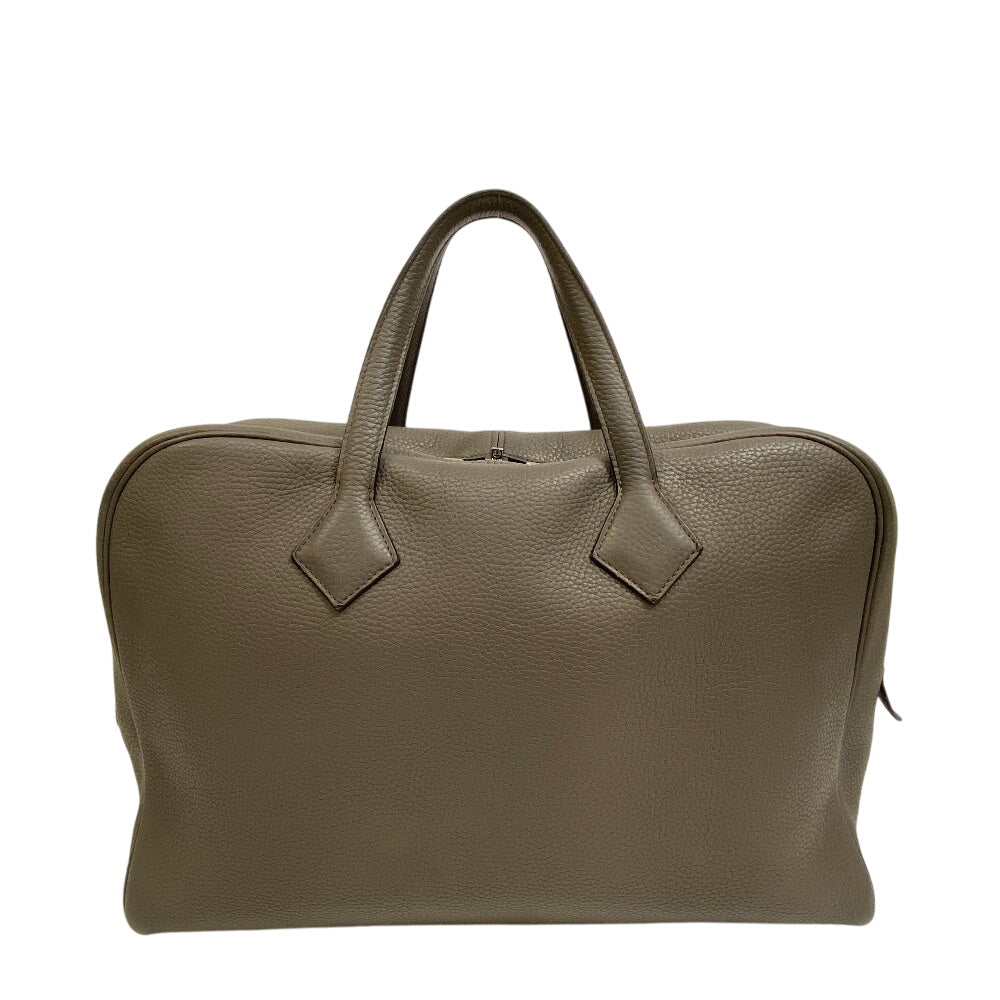 Hermes Business Bag Victoria Mens Leather Gray Travel Bag