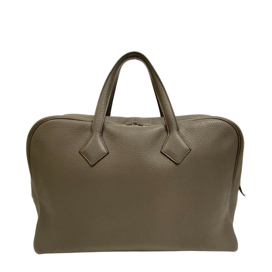 Hermes Business Bag Victoria Mens Leather Gray Travel Bag