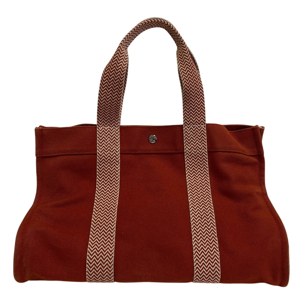 Hermes Tote Bag Cotton Cannes Mm Women Canvas Orange