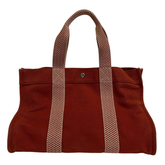 Hermes Tote Bag Cotton Cannes Mm Women Canvas Orange
