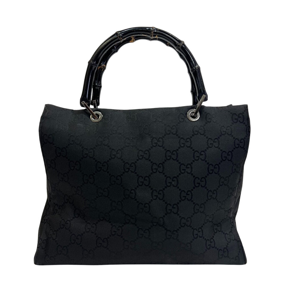 Gucci 002 Bamboo GG pattern Nylon Black Tote Bag