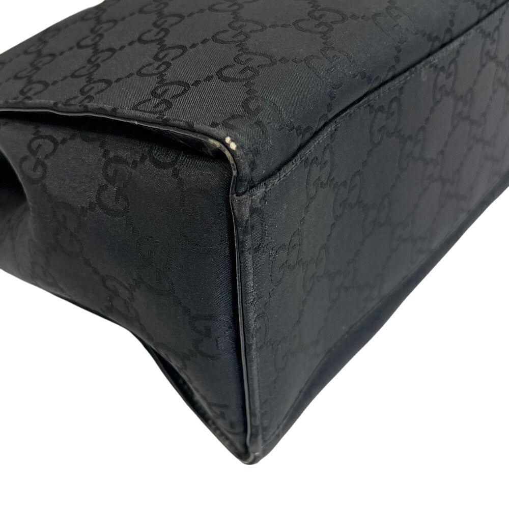 Gucci 002 Bamboo GG pattern Nylon Black Tote Bag