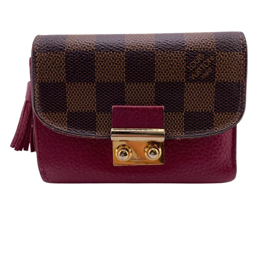 Louis Vuitton Tri-fold M60216 Damier Portefeuille Croisette Leather Red Wallet Case