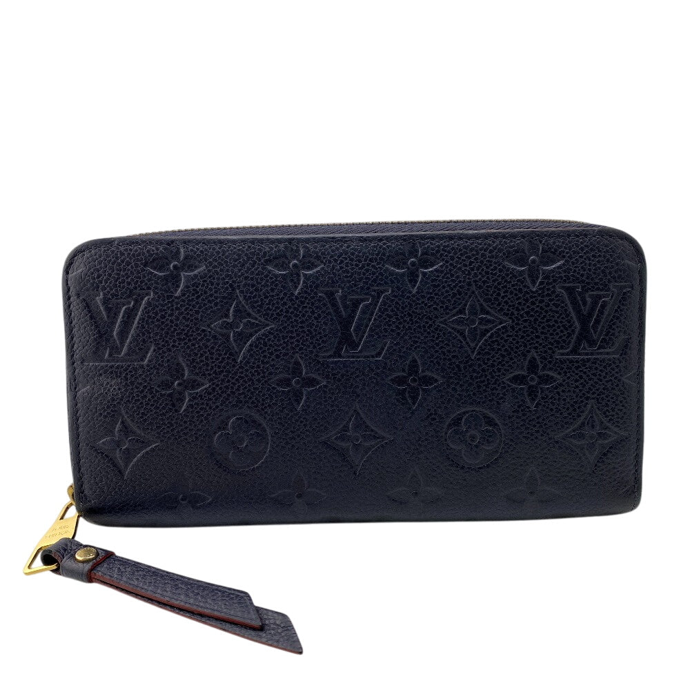 Louis Vuitton Long Purse M62121 Zip Around Monogram Leather Navy Wallet Case