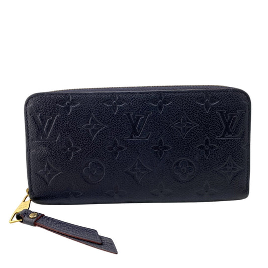 Louis Vuitton Long Purse M62121 Zip Around Monogram Leather Navy Wallet Case