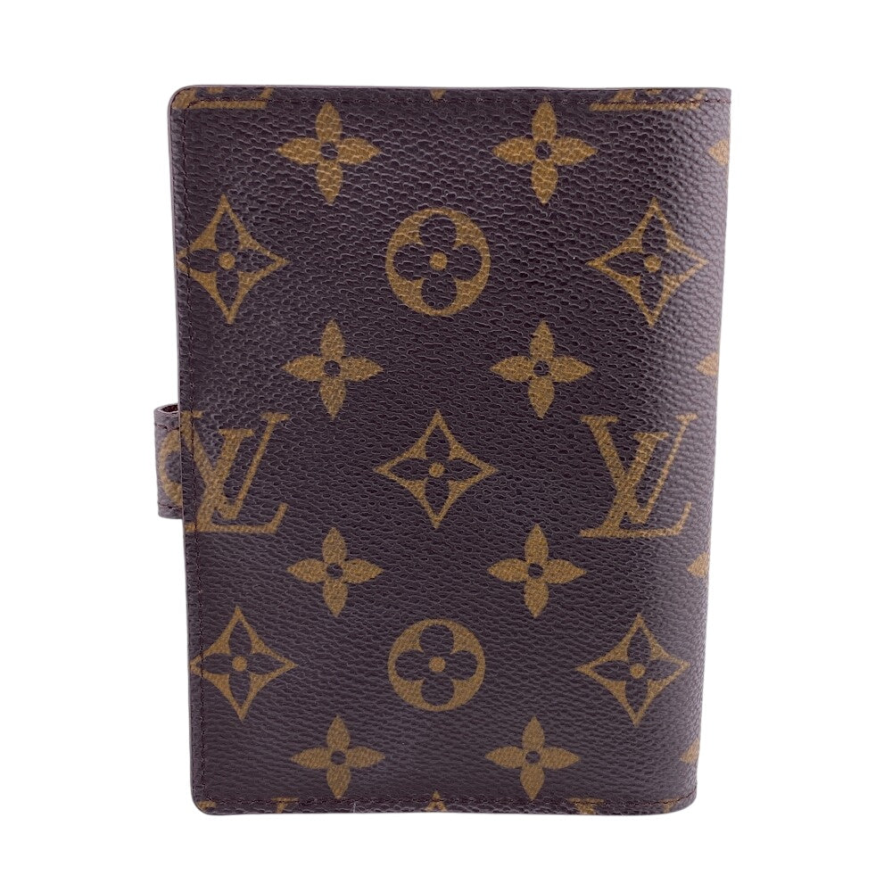 Louis Vuitton Notebook cover R20005 Bifold Agenda Monogram Leather Brown Wallet Case