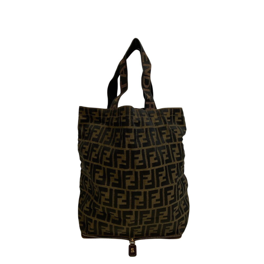 Fendi Handbag Zucca Nylon Brown Travel Bag