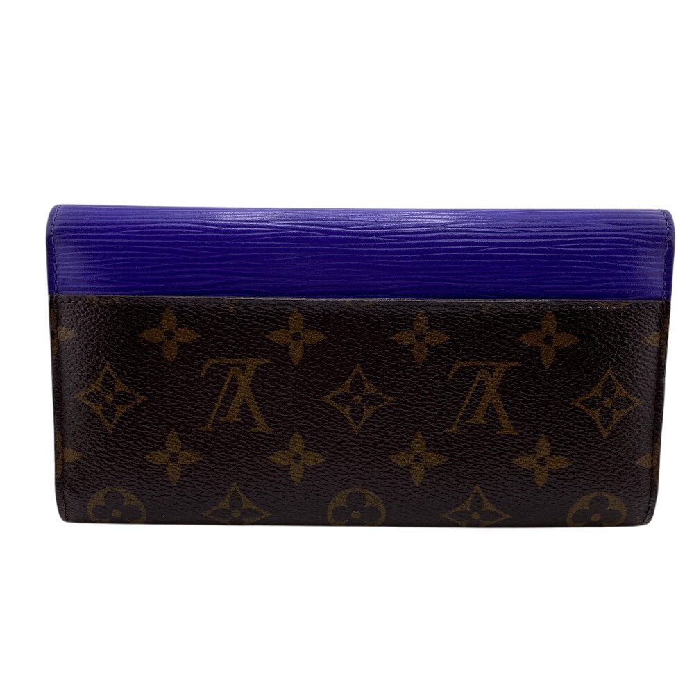Louis Vuitton Long Purse M6049G epi Portefeuille Monogram Leather Brown Wallet Case