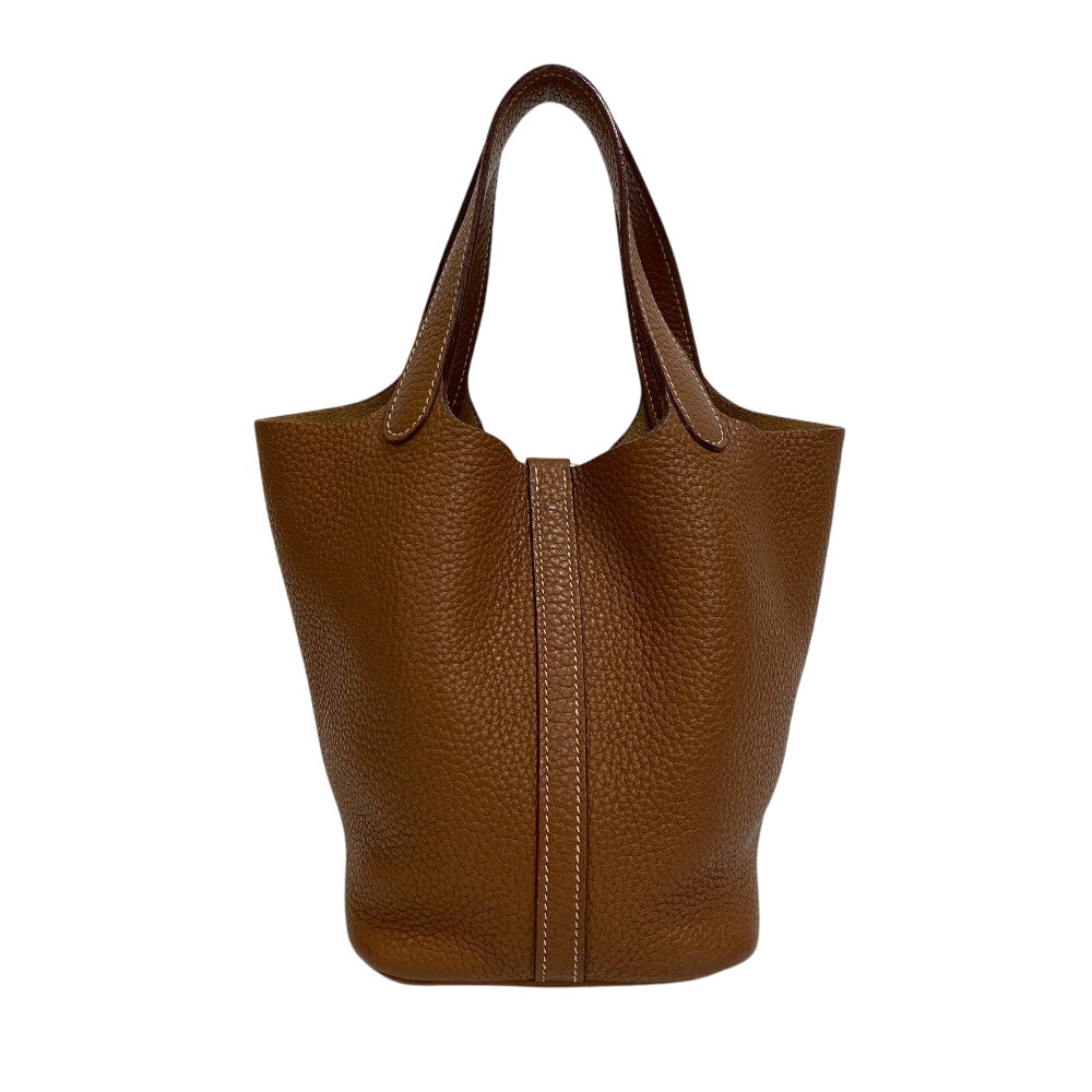 Hermes Handbag Taurillon Clemence Picotan Lock Pm Brown Travel Bag Z0013490