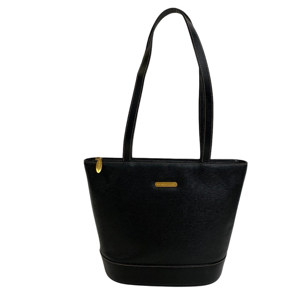 Burberry Tote Bag Nova Check Leather Canvas Black