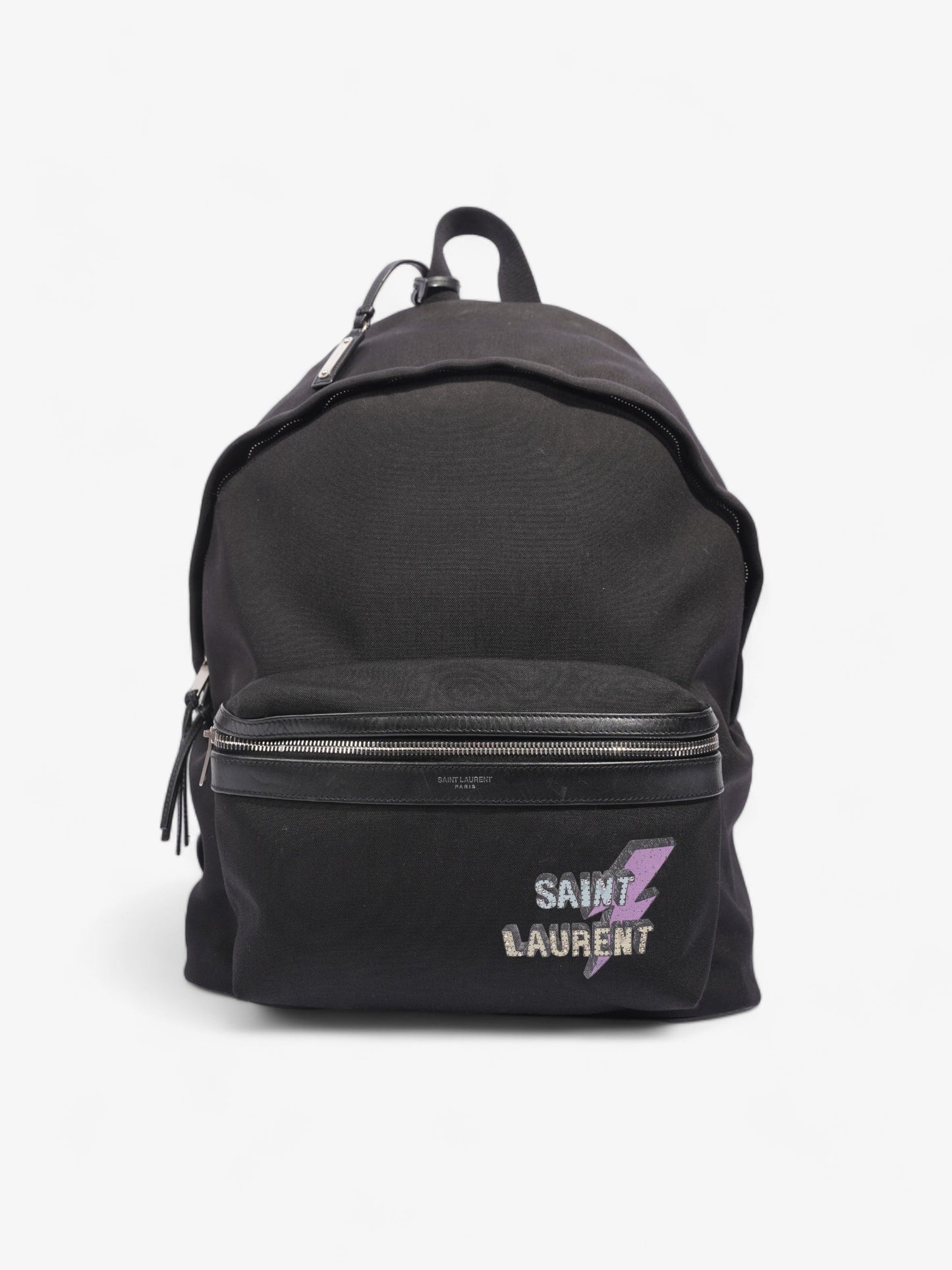 YSL Saint Laurent Print City Backpack Canvas Black