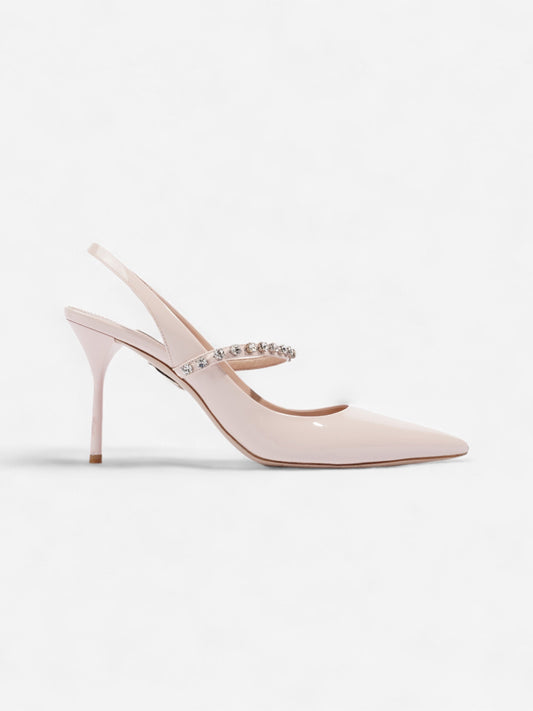Louis Vuitton Slingback Crystals 85mm Pale Patent EU Pink Leather Shoes