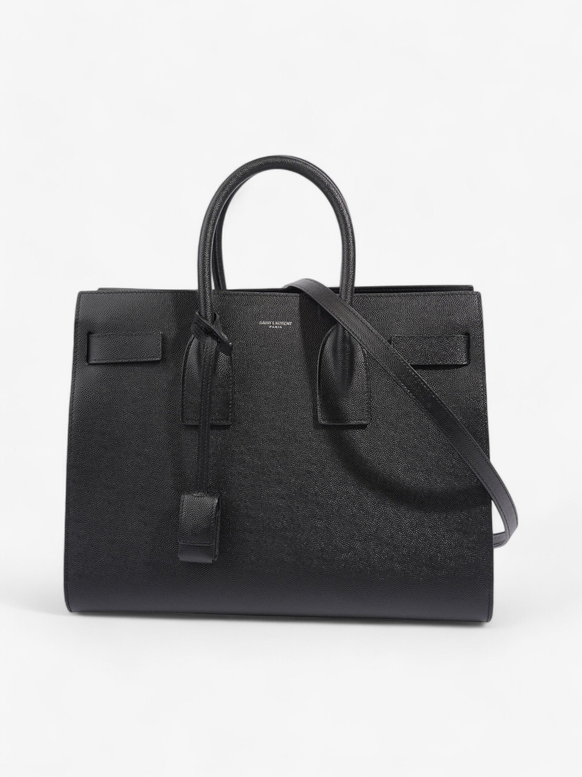 YSL Saint Laurent Sac De Jour Calfskin Shoulder Bag Leather Black Small