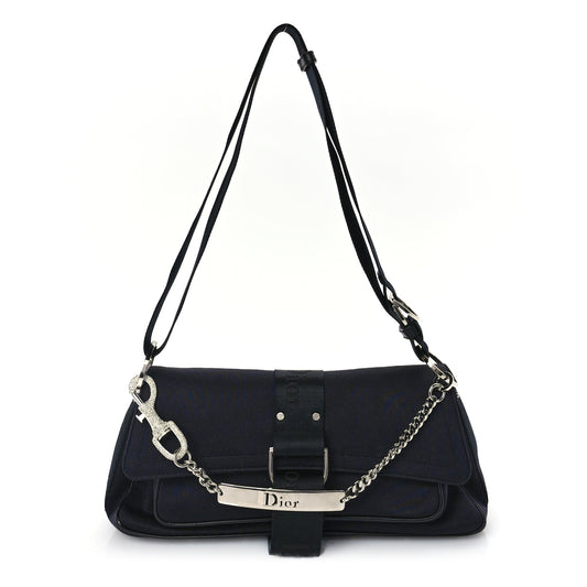 Dior Handbag Christian Silk Jersey Crystal Hardcore Bag Blue Navy Shoulder Bag