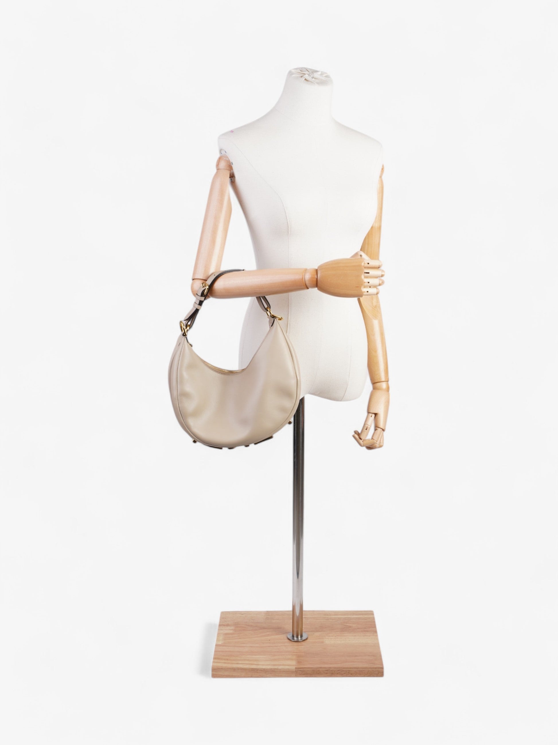 Fendi graphy Dove Grey Calfskin Shoulder Bag Leather Gray Small