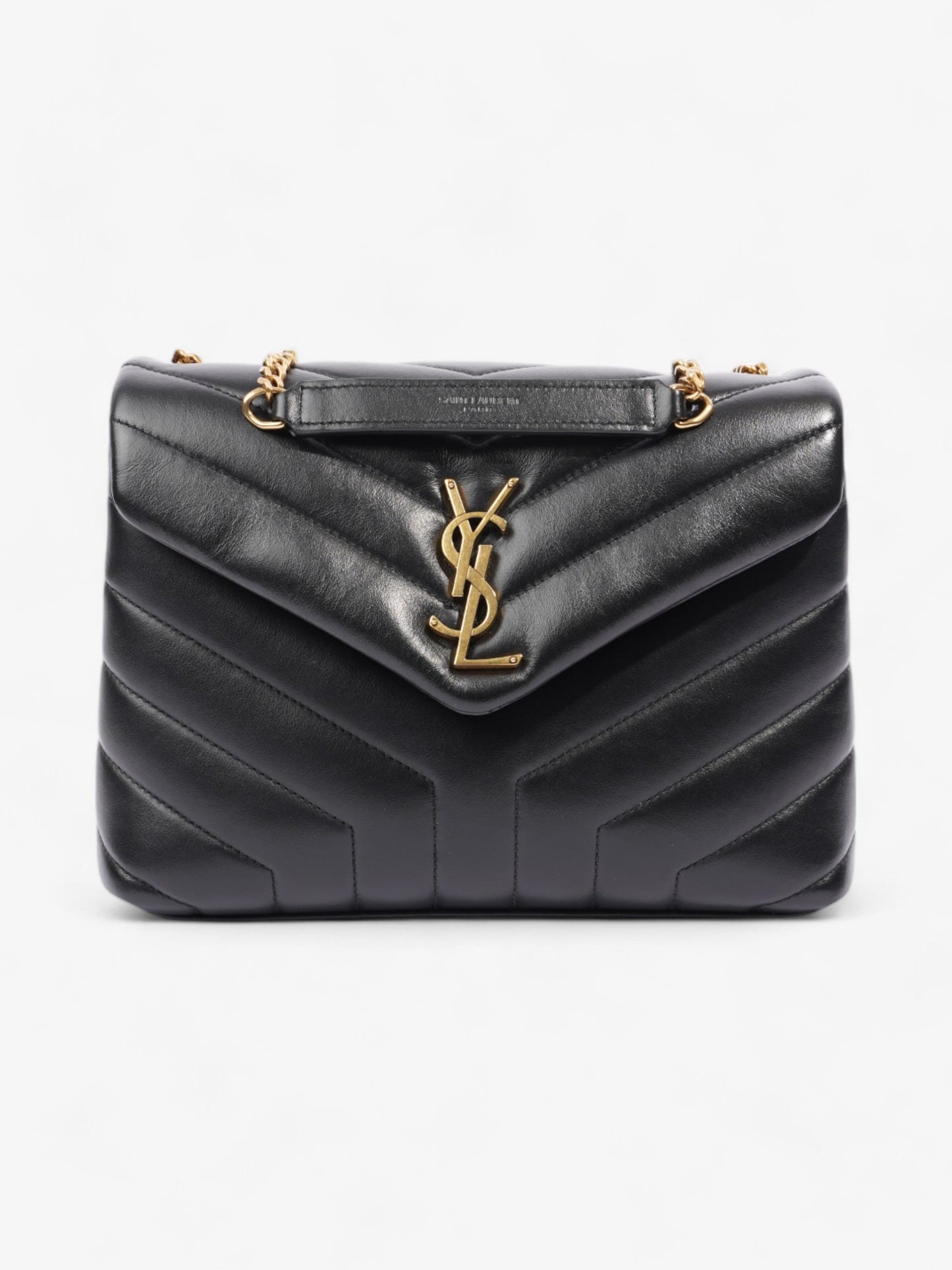 YSL Saint Laurent Lou Lou Calfskin Shoulder Bag Leather Black Small Calfskin Leather Small