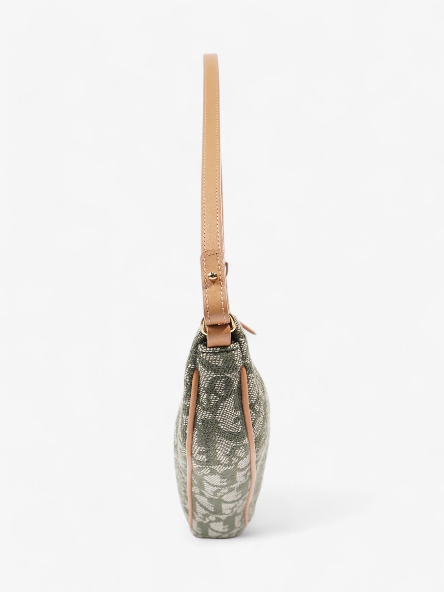 Dior Christian Saddle Pochette Shoulder Bag Canvas Green Mini